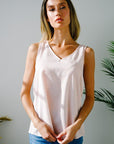 Solid V-Neck Sleeveless Top