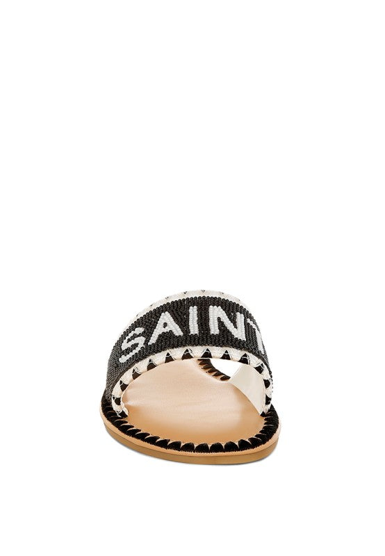 Luxe Getaway Beaded Saint Tropez Flat Slip Ons