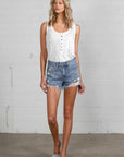 Denim Lab USA Frayed Hem Distressed Denim Shorts