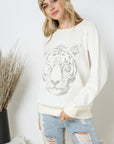 Blue B French Terry Tiger Studded Star Graphic Sweatshirt