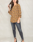 Plus Floral Ruffle Sleeve Tunic