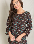 Floral Ruffle Sleeve Tunic