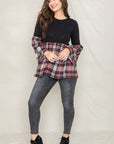 Plus Size Bell Sleeve Plaid Tunic