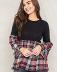 Plus Size Bell Sleeve Plaid Tunic