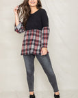 Plus Size Bell Sleeve Plaid Tunic