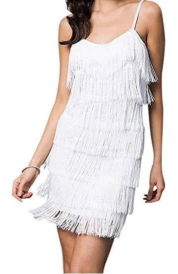 Women&#39;s Short All-Over Fringe Flapper Dress