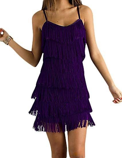 Women&#39;s Short All-Over Fringe Flapper Dress