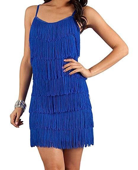 Women&#39;s Short All-Over Fringe Flapper Dress