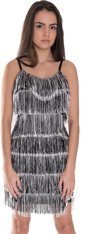 Women&#39;s Short All-Over Fringe Flapper Dress