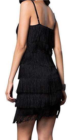 Women&#39;s Short All-Over Fringe Flapper Dress