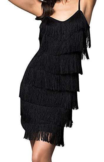 Women&#39;s Short All-Over Fringe Flapper Dress