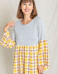 Plus Size Bell Sleeve Plaid Tunic