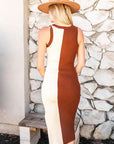 Hope Horizon Brown Colorblock  Knit Dress