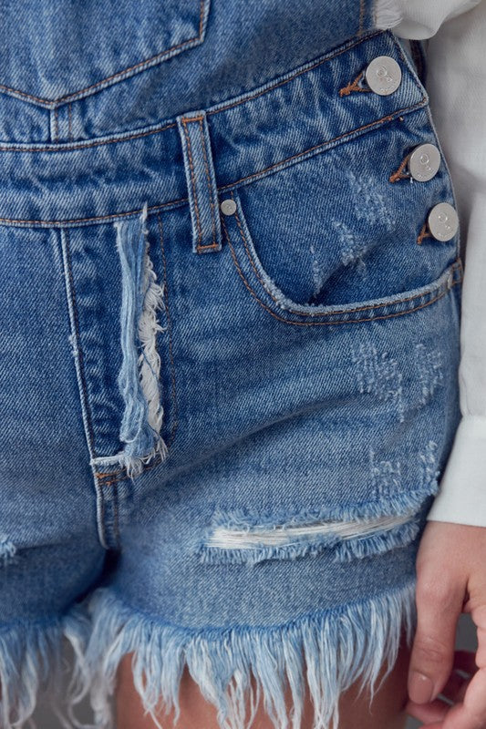 Denim Lab USA Frayed Overall Romper