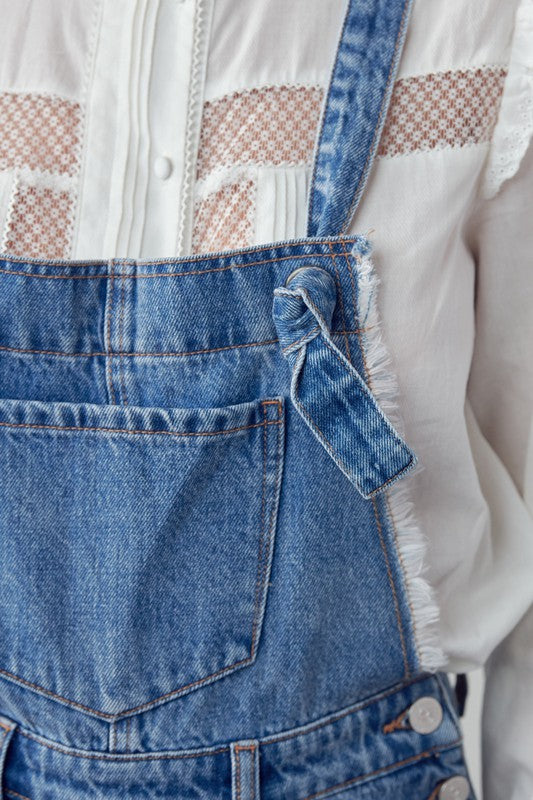 Denim Lab USA Frayed Overall Romper