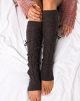Cable Knit Long Tie Leg Warmer