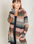 Plus Suede Elbow Patch Open Cardigan with Pockets