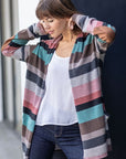 Plus Suede Elbow Patch Open Cardigan with Pockets