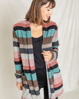 Plus Suede Elbow Patch Open Cardigan with Pockets