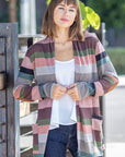 Plus Suede Elbow Patch Open Cardigan with Pockets