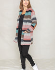 Plus Suede Elbow Patch Open Cardigan with Pockets