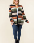 Plus Suede Elbow Patch Open Cardigan with Pockets