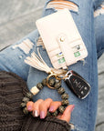 Leopard Beaded Key Ring Wallet Bracelet - Online Only