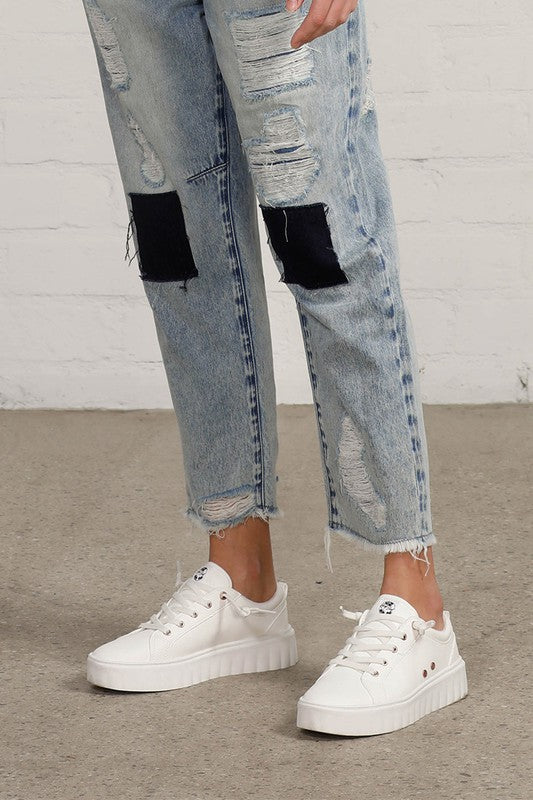 Insane Gene Raw Hem Patched Jeans