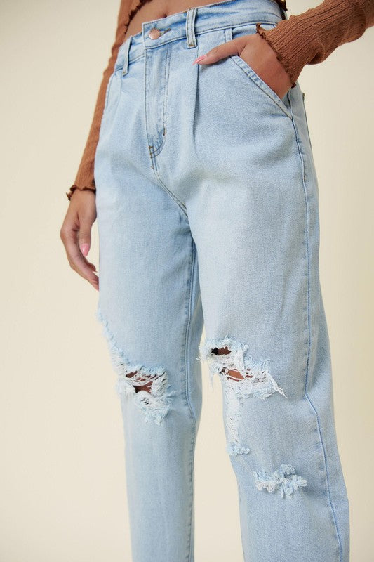 Vibrant M.i.U Distressed Slouchy Jeans