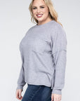 Zenana Plus Ribbed Brushed Melange Hacci Sweater