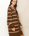 HYFVE Made for Style Oversized Striped Sweater Cardigan