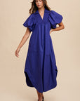 Annie Wear Smocked Puff Sleeve Midi Dress