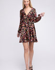 Multicolor Print V Neck Dress