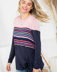 e Luna Solid Striped Mix Colorblock Top