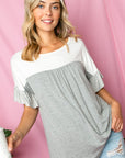 e Luna Solid Striped Baby Doll Top