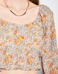 Emory Park Scoop Neck Floral Top with Ruffle Detail