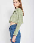 Emory Park Long Sleeve Collared Crop Top