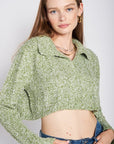 Emory Park Long Sleeve Collared Crop Top