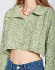 Emory Park Long Sleeve Collared Crop Top