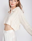 Emory Park Long Sleeve Collared Crop Top