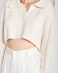 Emory Park Long Sleeve Collared Crop Top