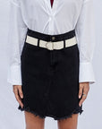 Denim Lab USA High Waist Belted Mini Denim Skirt