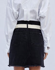 Denim Lab USA High Waist Belted Mini Denim Skirt