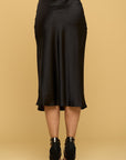 Renee C Solid Satin Midi Skirt