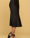 Renee C Solid Satin Midi Skirt