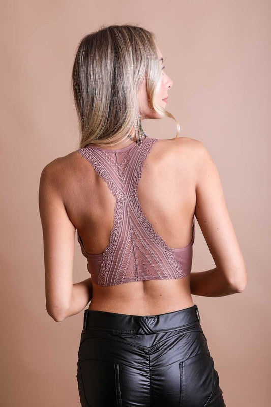 Seamless Front Lace Racerback Bralette - Online Only