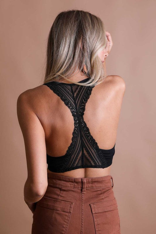 Seamless Front Lace Racerback Bralette - Online Only