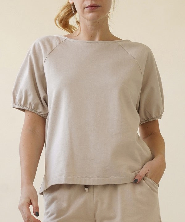 Fabina Hemp Balloon Sleeve Top