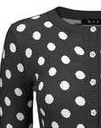 Polka Dot Jacquard 3/4 Sleeve Sweater Cardigan