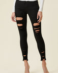 Vibrant M.i.U High Rise Distressed Skinny Jeans with a Raw Hem